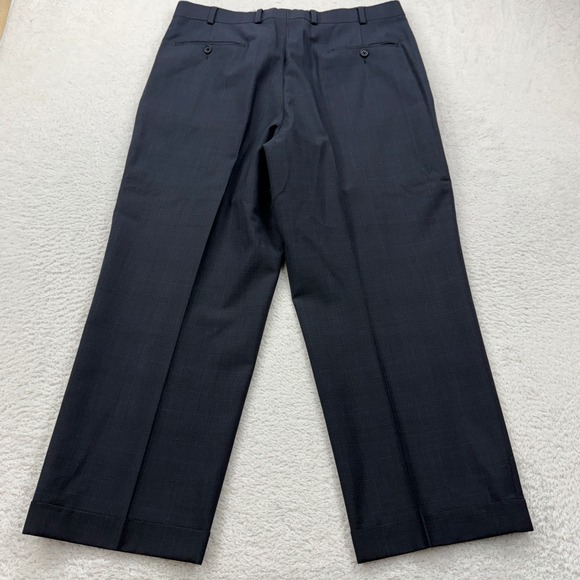 Brooks Brothers 346 Mens Wool Blend Stretch Dress Pants Pleated Gray Plaid 34x26 - Picture 7 of 8